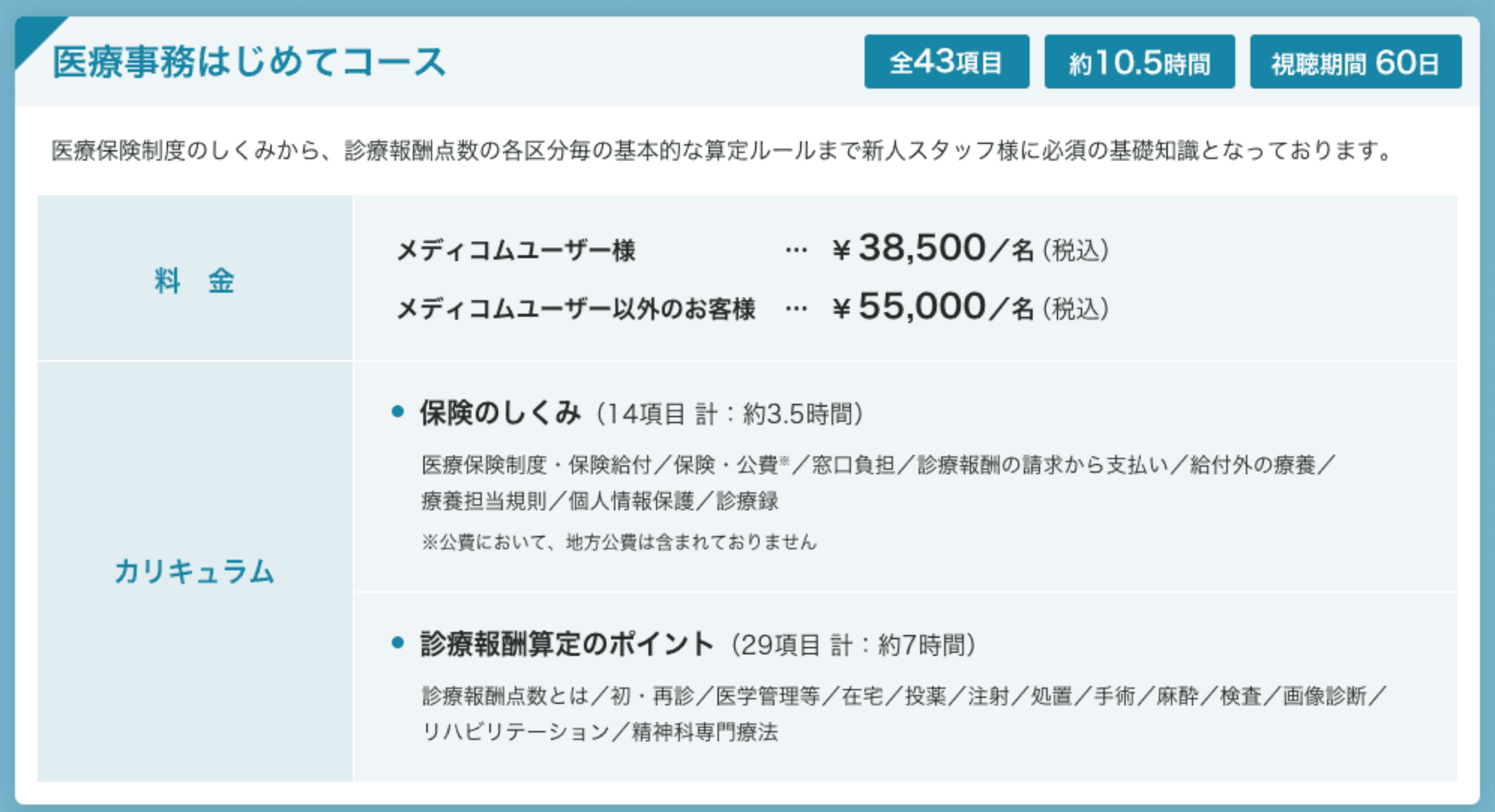 医療事務はじめてコース