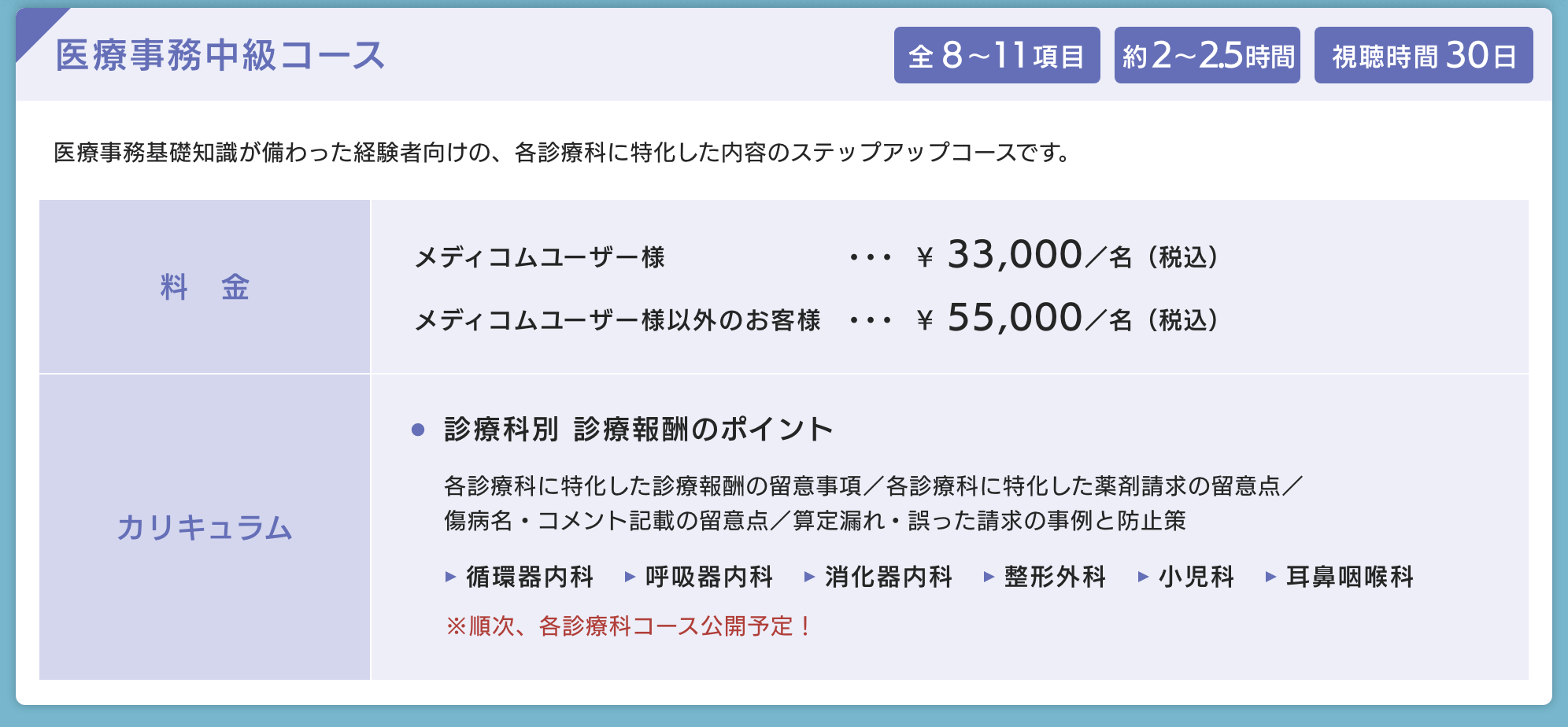 医療事務中級コース